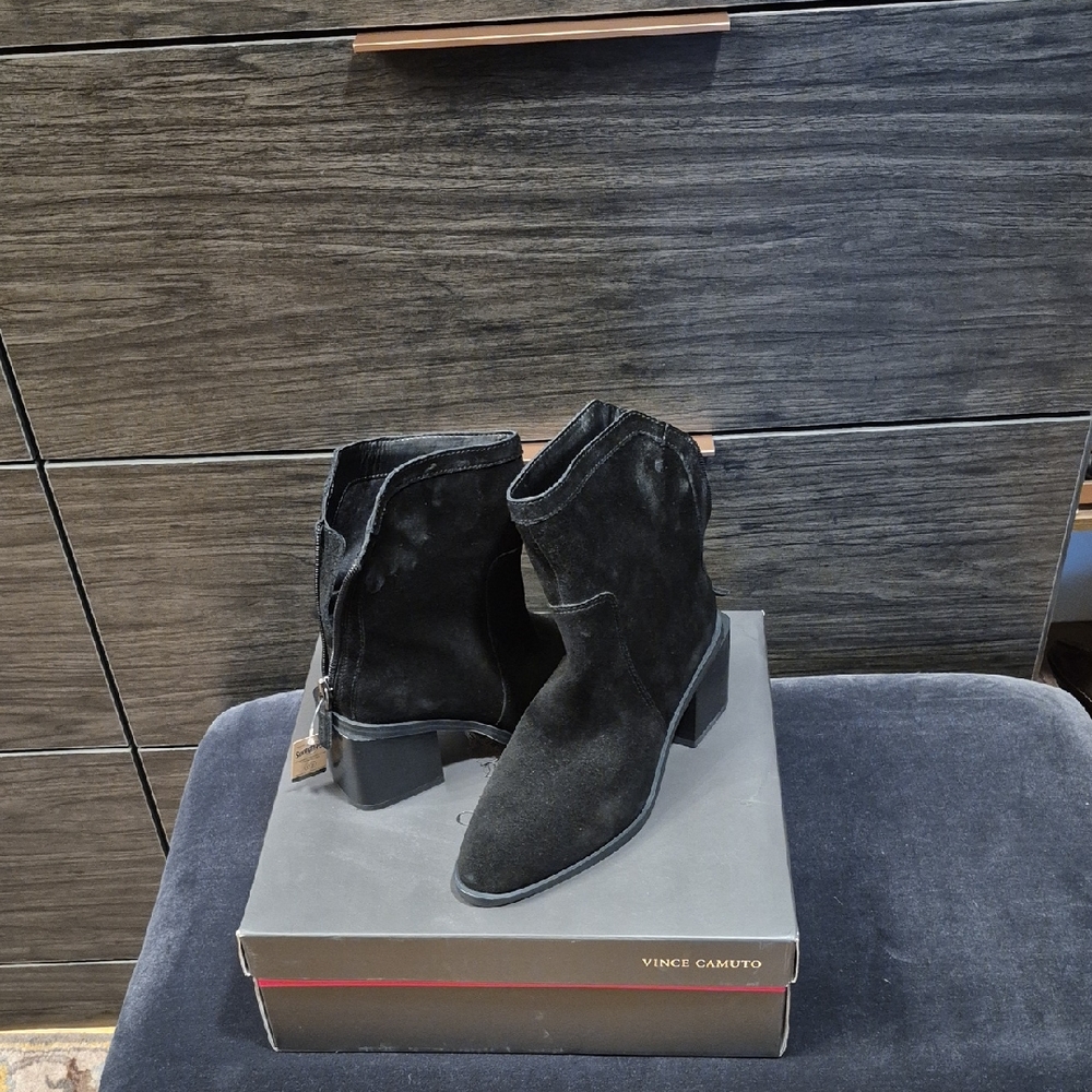 Vince Camuto Suede Black Ankle Booties